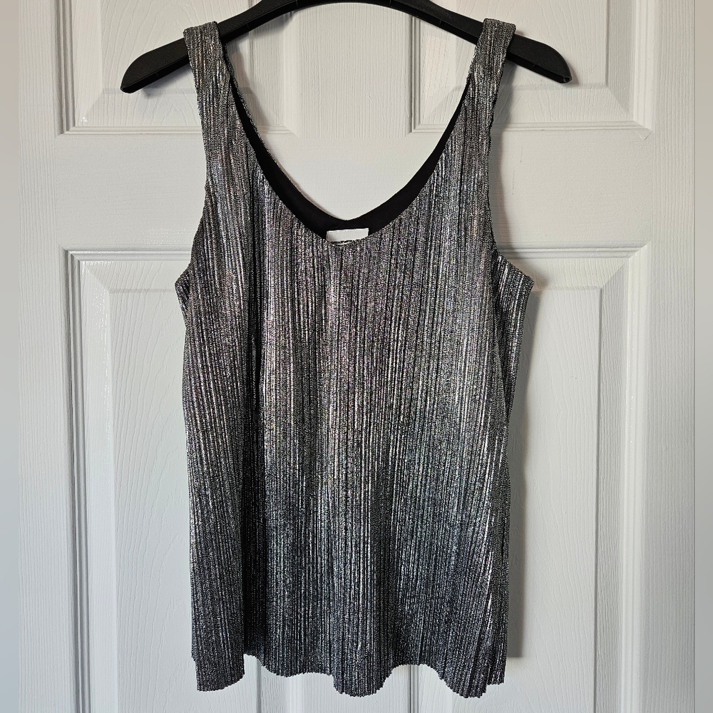 Noisy May Silver Metallic tank Small micro-pleats lined chest